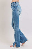 Judy Blue HW Tummy Control Vintage Wash Side Slit Slim Boot Jeans - Trendsi - Flyclothing LLC