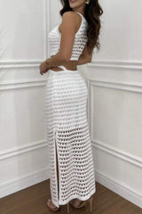 Cutout Slit Round Neck Sweater Dress - Trendsi - Flyclothing LLC