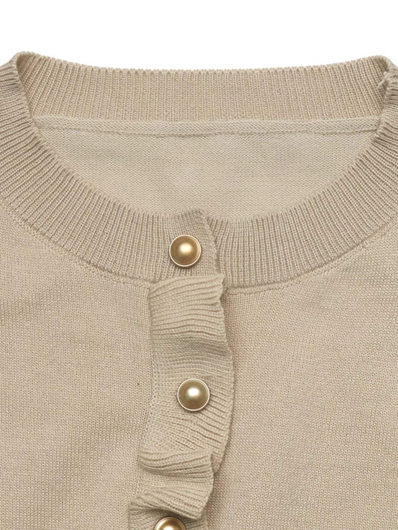 Ruffle Hem Button-Up Cardigan - Trendsi - Flyclothing LLC
