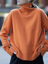 Turtleneck Drop Shoulder Long Sleeve Sweater - Trendsi - Flyclothing LLC