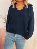 Ribbed Hem Raglan Sleeve Sweater - Trendsi - Flyclothing LLC