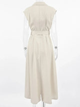 Tie Waist Cap Sleeve Maxi Dress - Trendsi - Flyclothing LLC