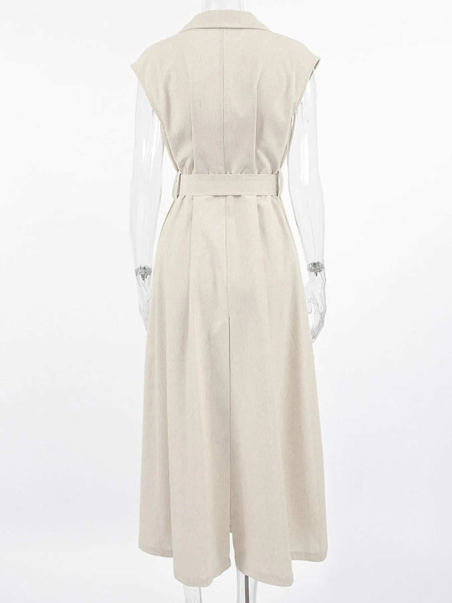 Tie Waist Cap Sleeve Maxi Dress - Trendsi - Flyclothing LLC