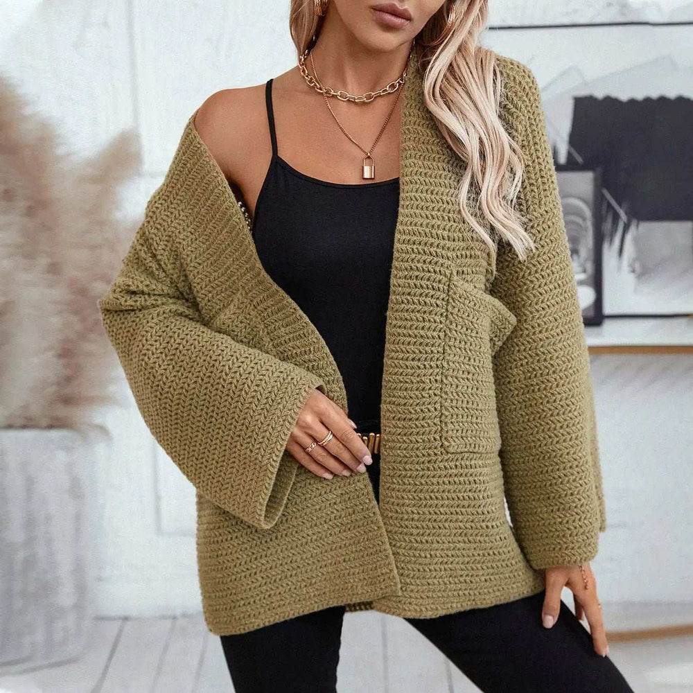 Open Front Long Sleeve Cardigan - Trendsi - Flyclothing LLC