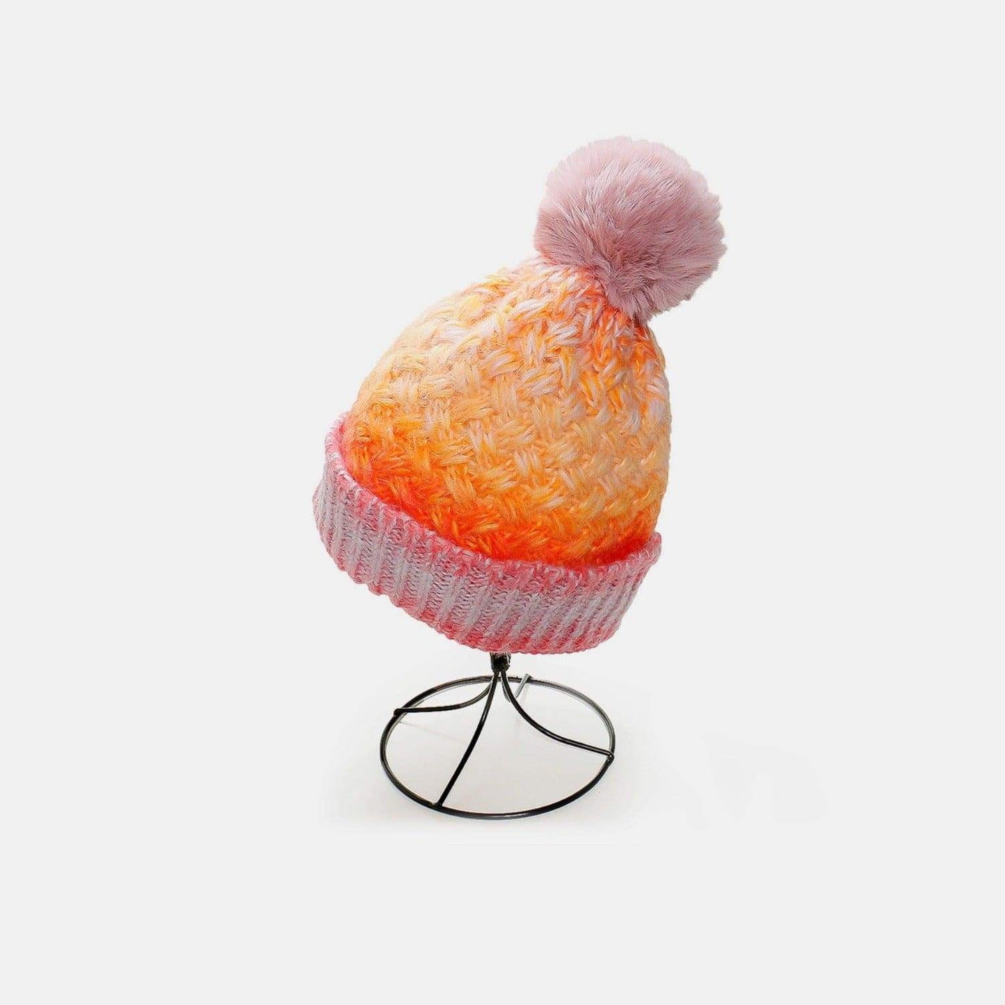 Gradient Knit Hat with Pompom - Trendsi - Flyclothing LLC