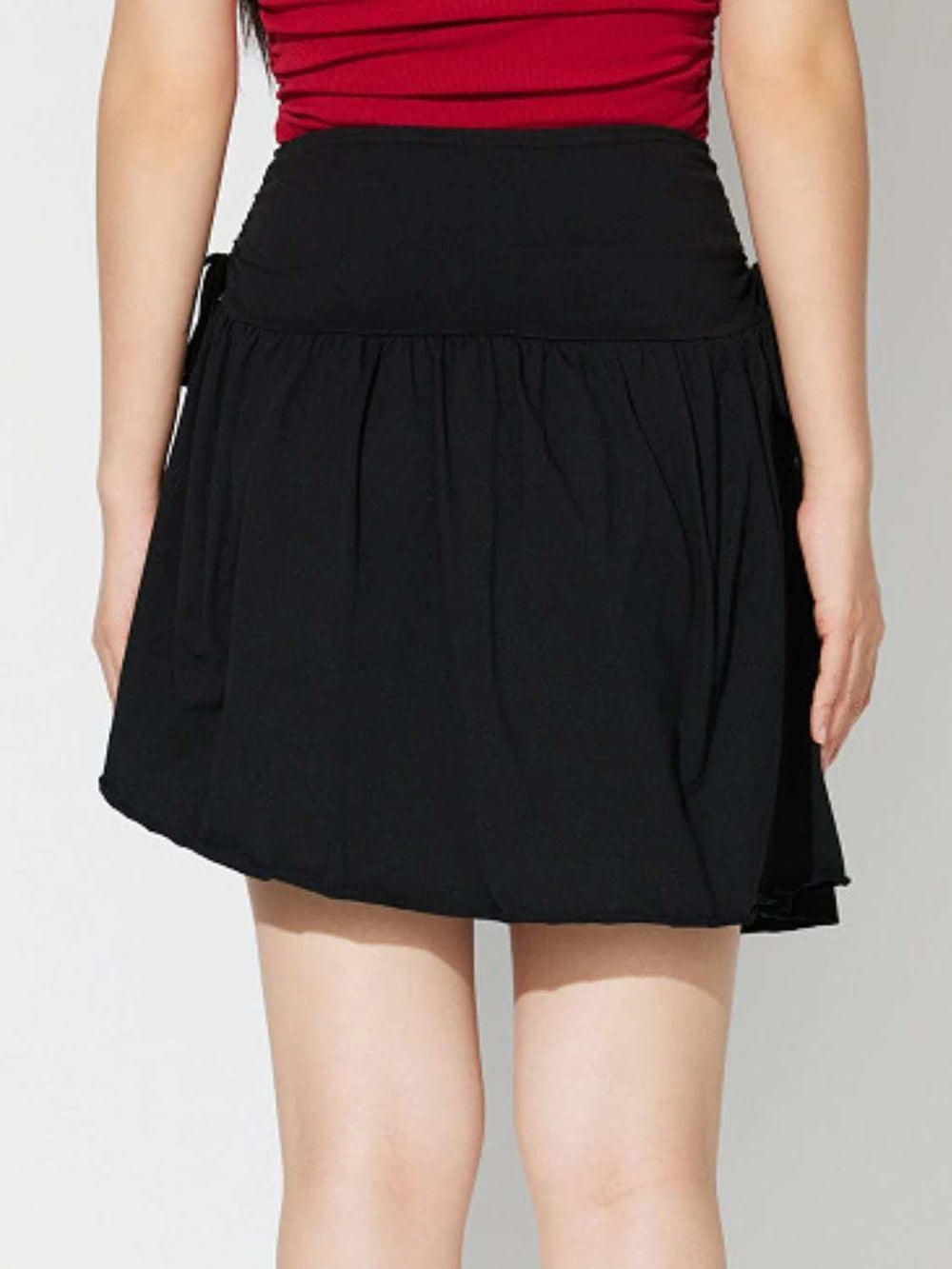 Side Tie Asymmetric Hem Mini Skirt - Trendsi - Flyclothing LLC