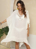 Cutout Ruffled Half Sleeve Cover-Up - Trendsi - Flyclothing LLC