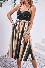 Tied Striped Spaghetti Strap Dress - Trendsi - Flyclothing LLC