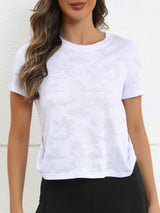 Ice Silk Mesh Round Neck Short Sleeve T-Shirt - Trendsi - Flyclothing LLC
