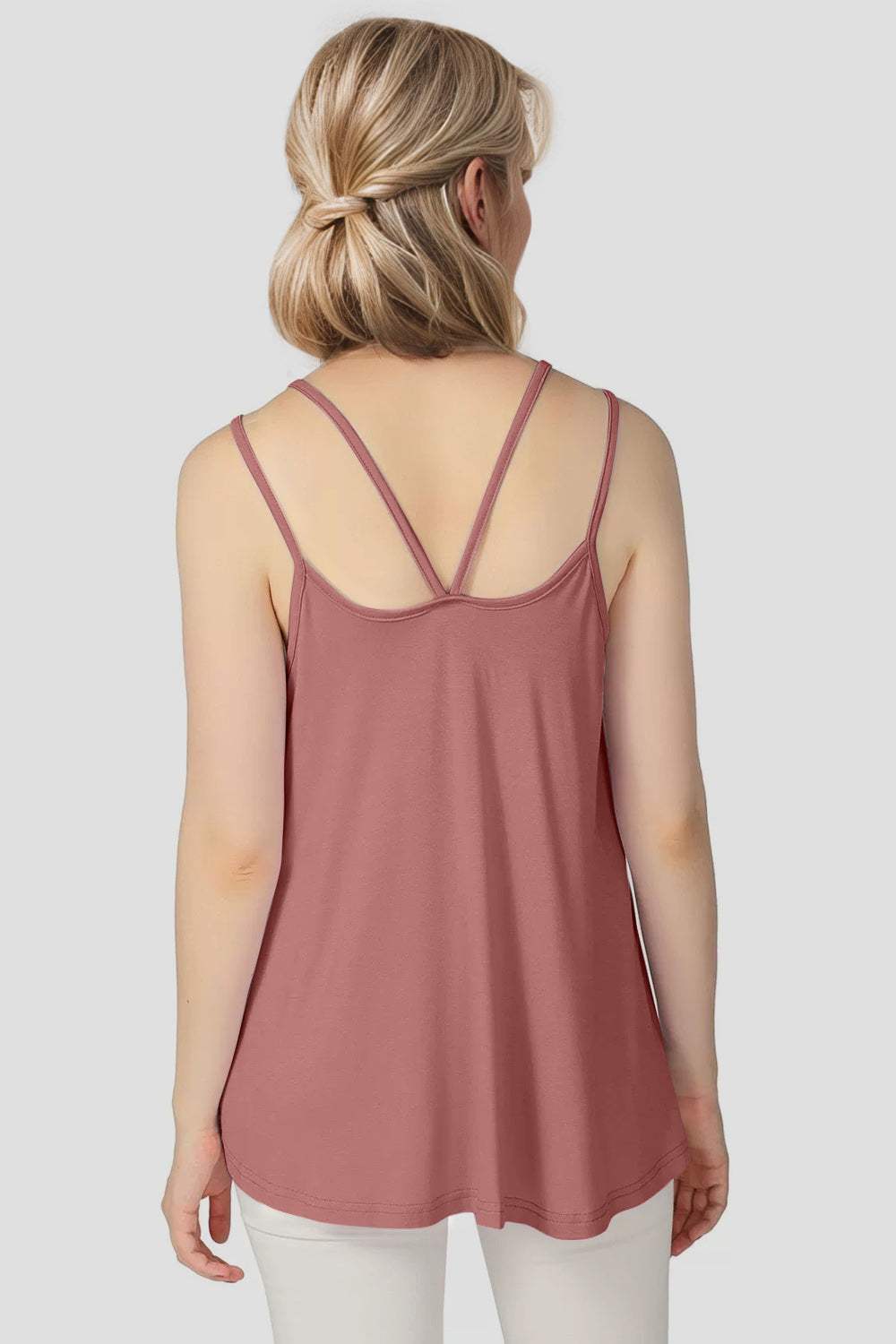 Basic Bae Bamboo Scoop Neck Double Spaghetti Straps Cami - Trendsi - Flyclothing LLC