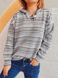 Striped Long Sleeve Hooded Sweater - Trendsi - Flyclothing LLC