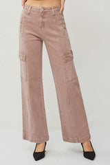 RISEN Full Size High Rise Wide Leg Cargo Jeans - Trendsi - Flyclothing LLC