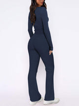V-Neck Long Sleeve Top and Pants Set - Trendsi - Flyclothing LLC