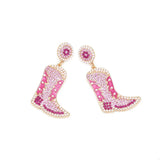 Rhinestone Cowboy Boot Dangle Earrings - Trendsi - Flyclothing LLC