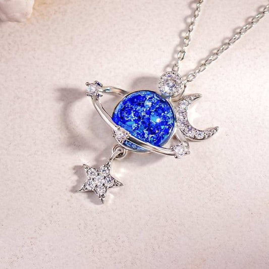 Starry Sky Inlaid Zircon Moon Star Necklace - Trendsi - Flyclothing LLC