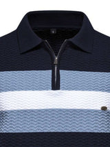 Men's Collared Neck Striped Texture Knit Polo - Trendsi - Flyclothing LLC