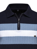 Men's Collared Neck Striped Texture Knit Polo - Trendsi