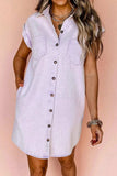 Button Down Short Sleeve Denim Dress - Trendsi - Flyclothing LLC