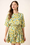 Mittoshop Floral Tie Waist Half Sleeve Mini Dress - Trendsi