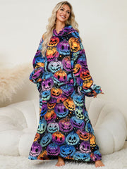 Fuzzy Pocketed Long Sleeve Hooded Lounge Dress - Trendsi