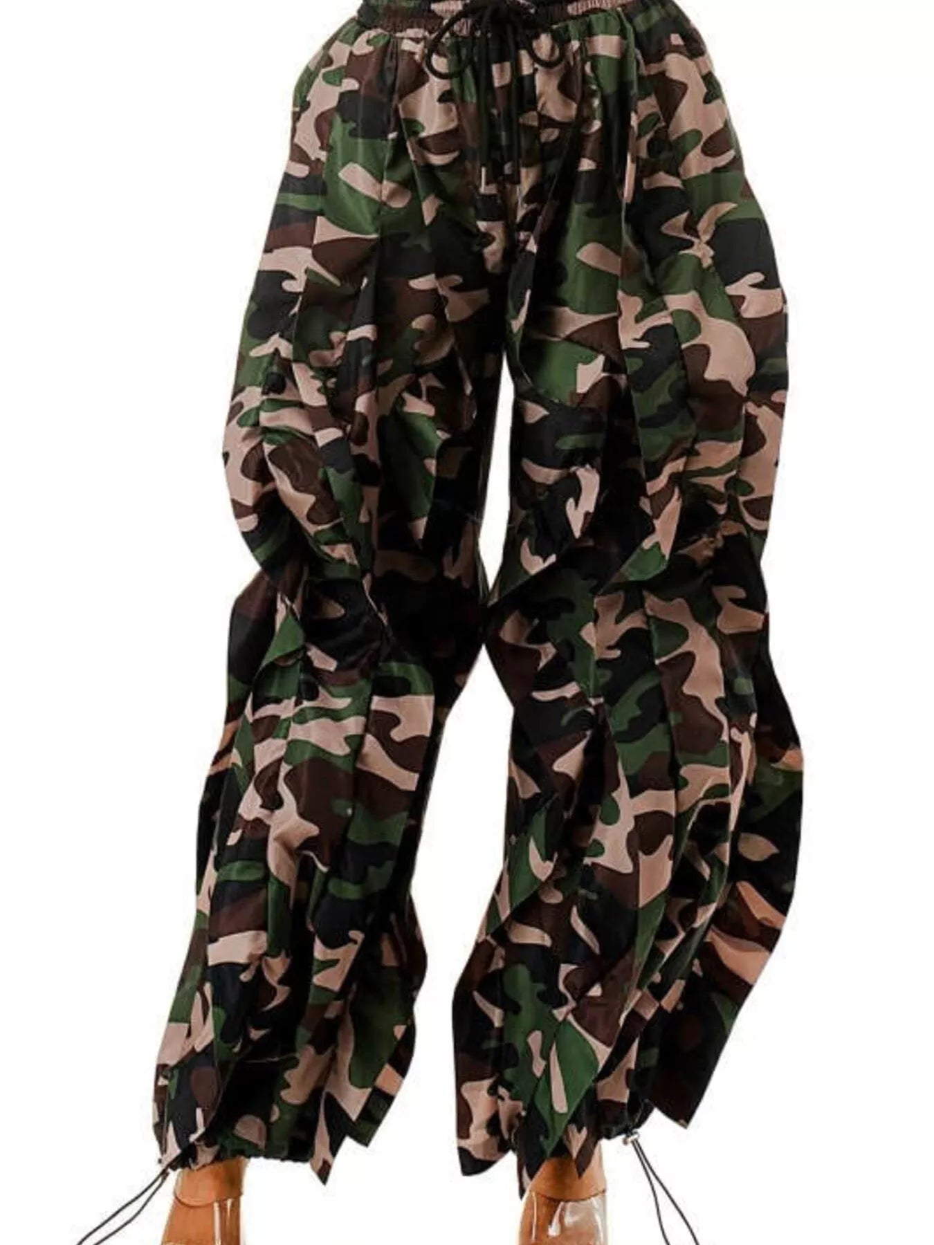 Printed Cargo Pants with Drawstring Waist - Trendsi - Flyclothing LLC