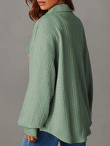 Textured Button Up Long Sleeve Shacket - Trendsi - Flyclothing LLC