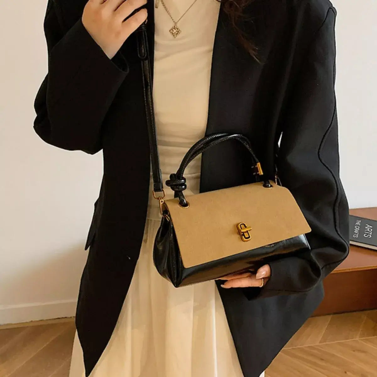 Flap Crossbody Bag with Top Handle - Trendsi - Flyclothing LLC