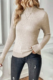 Mock Neck Long Sleeve Sweater - Trendsi - Flyclothing LLC