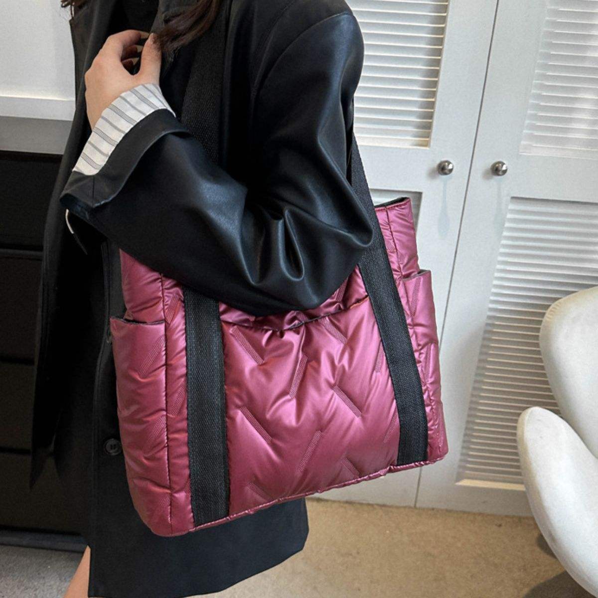 Polyester Tote Bag with Zipper - Trendsi - Flyclothing LLC