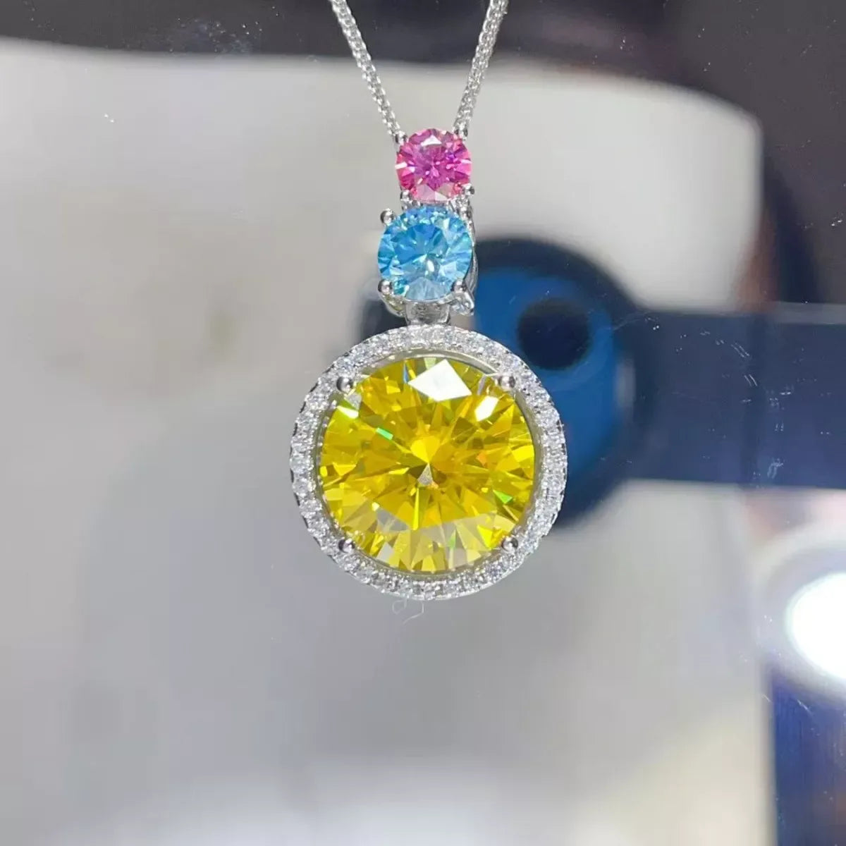 11.5 Carat Moissanite 925 Sterling Silver Necklace - Trendsi - Flyclothing LLC