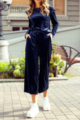 Frill Round Neck Long Sleeve Top and Pants Set - Trendsi - Flyclothing LLC