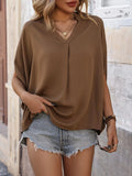 Notched Half Sleeve Blouse - Trendsi