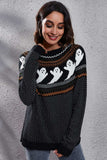 Ghost Pattern Round Neck Long Sleeve Sweater - Trendsi - Flyclothing LLC