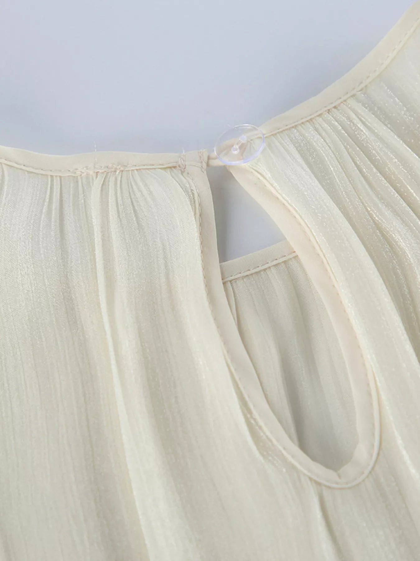 Metallic Sheen Blouse with Tie Detail - Trendsi - Flyclothing LLC