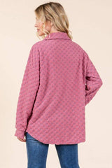 BOMBOM Checkered Button Down Dropped Shoulder Shacket - Trendsi - Flyclothing LLC