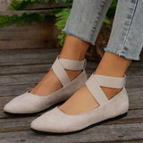 Crisscross Point Toe Flat Slip-Ons - Trendsi
