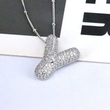 Copper Inlaid Zircon Letter Pendant Necklace - Trendsi - Flyclothing LLC