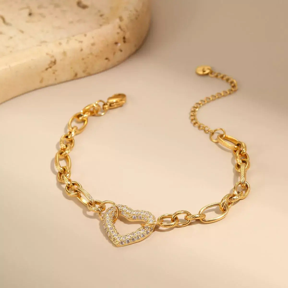 18K Gold-Plated Rhinestone Chain Bracelet - Trendsi - Flyclothing LLC