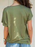 Asymmetrical Neck Short Sleeve T-Shirt - Trendsi - Flyclothing LLC