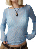 Lace Boat Neck Long Sleeve Blouse - Trendsi - Flyclothing LLC
