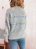 Ribbed Hem Flower Long Sleeve Sweater - Trendsi - Flyclothing LLC