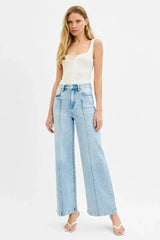 RISEN Full Size High Waist Wide Leg Pintuck Detailed Plus Size - Trendsi - Flyclothing LLC