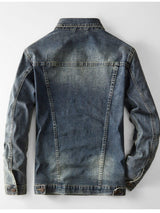 Men's Plus Size Vintage Wash Denim Jacket - Trendsi - Flyclothing LLC
