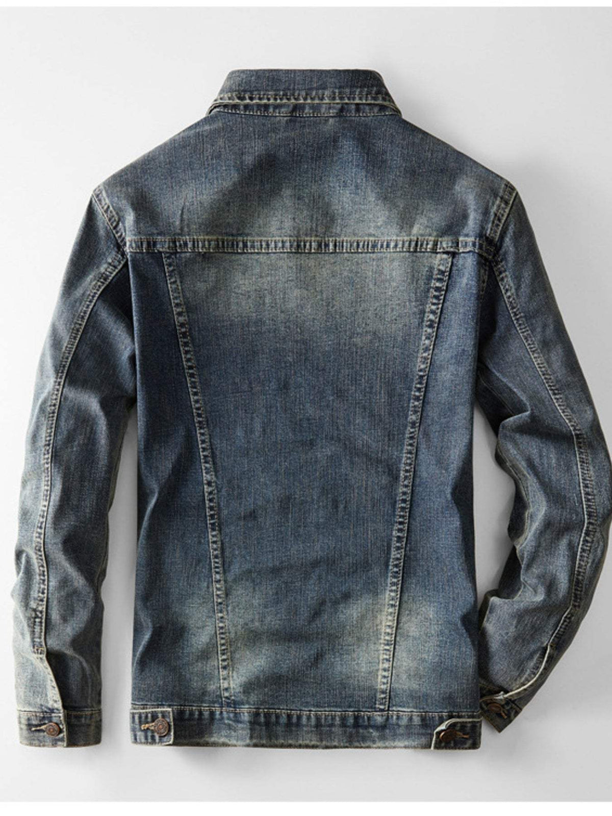 Men's Plus Size Vintage Wash Denim Jacket - Trendsi - Flyclothing LLC