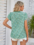 Double Take Floral Notched Neck Blouse - Trendsi