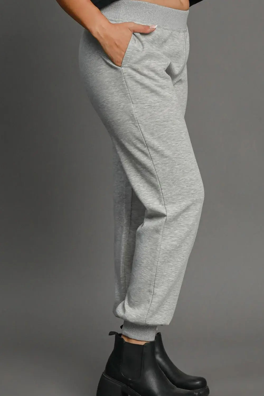 Umgee Full Size High Rise Elastic Waist Knit Joggers with Pockets Plus Size - Trendsi - Flyclothing LLC