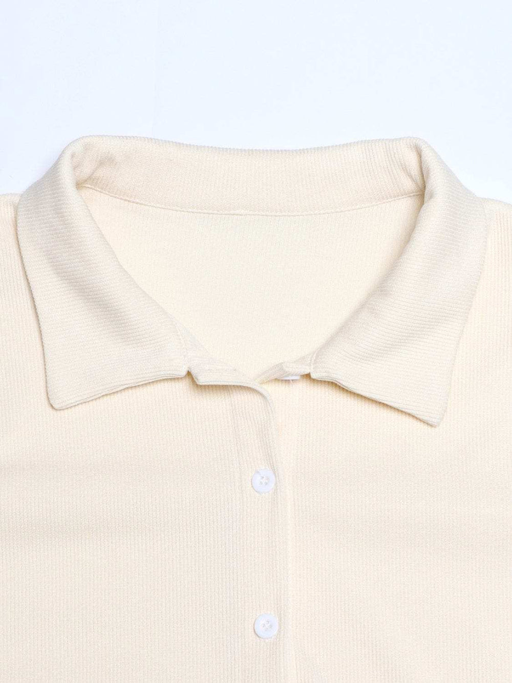 Collared Neck Long Sleeve Top and Drawstring Pants Set - Trendsi - Flyclothing LLC