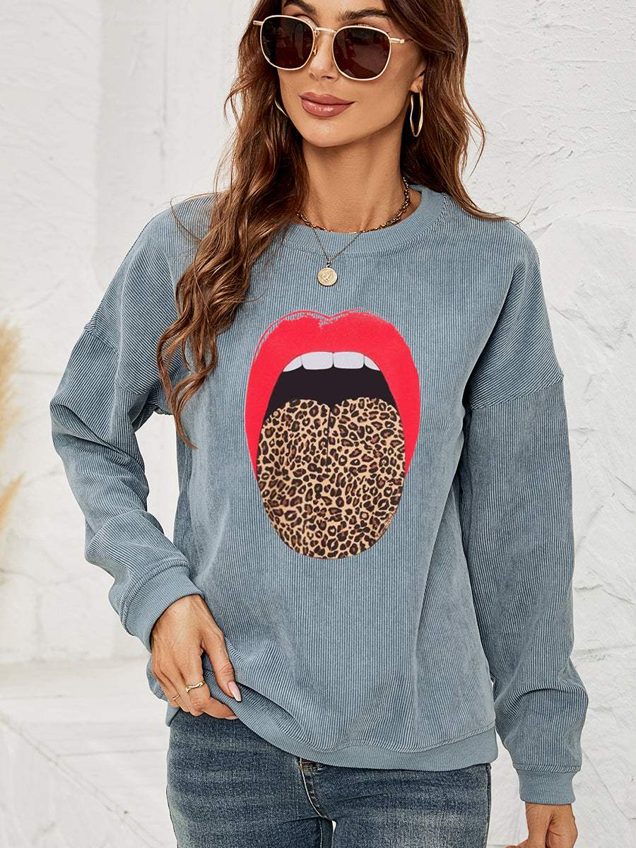 Round Neck Dropped Shoulder MAMA Graphic Sweatshirt - Trendsi - Flyclothing LLC