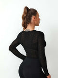 Textured Round Neck Long Sleeve Top - Trendsi - Flyclothing LLC