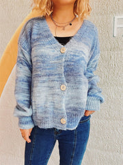 Button Up Long Sleeve Cardigan - Trendsi